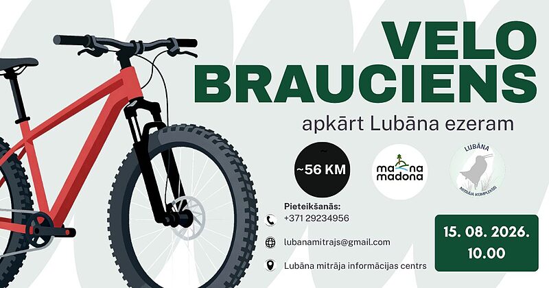 2026. gada 15. augustā tradicionālais VELObrauciens apkārt Lubāna ezeram